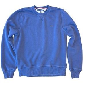 Tommy‎ Hilfiger Mens Royal Blue Crewneck Sweatshirt Embroidered Logo Size M
